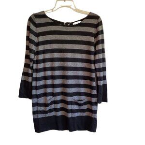 Loft Cotton Wool Blend Round Neck Sweater with Front Pockets